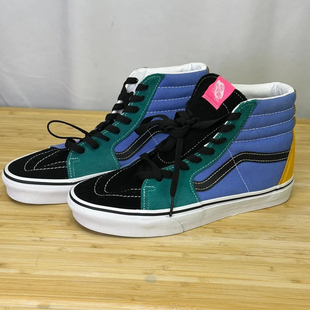 Vans‎ Sk8-Hi Sneakers Multicolor Colorblock Suede Canvas High Top